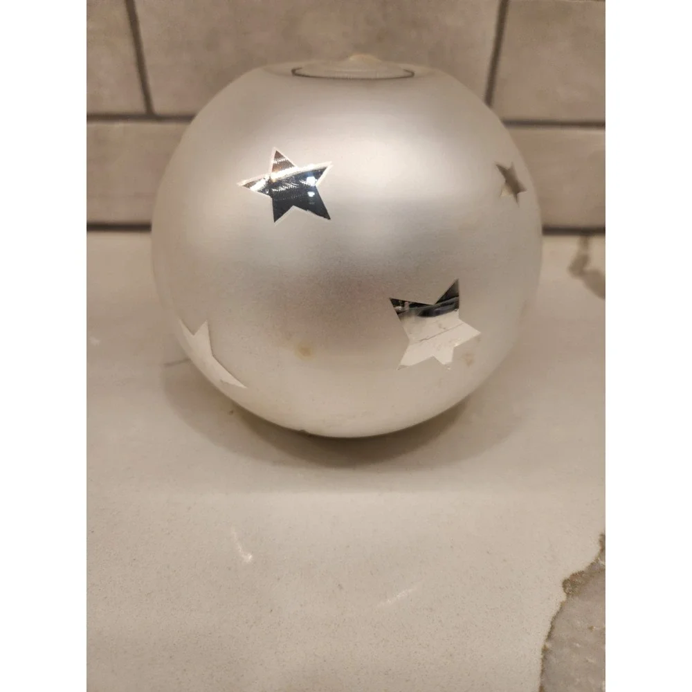Vtg.Dept 56 Frosted Mercury Glass Votive Candle Holder Silver Stars‎ Celestial